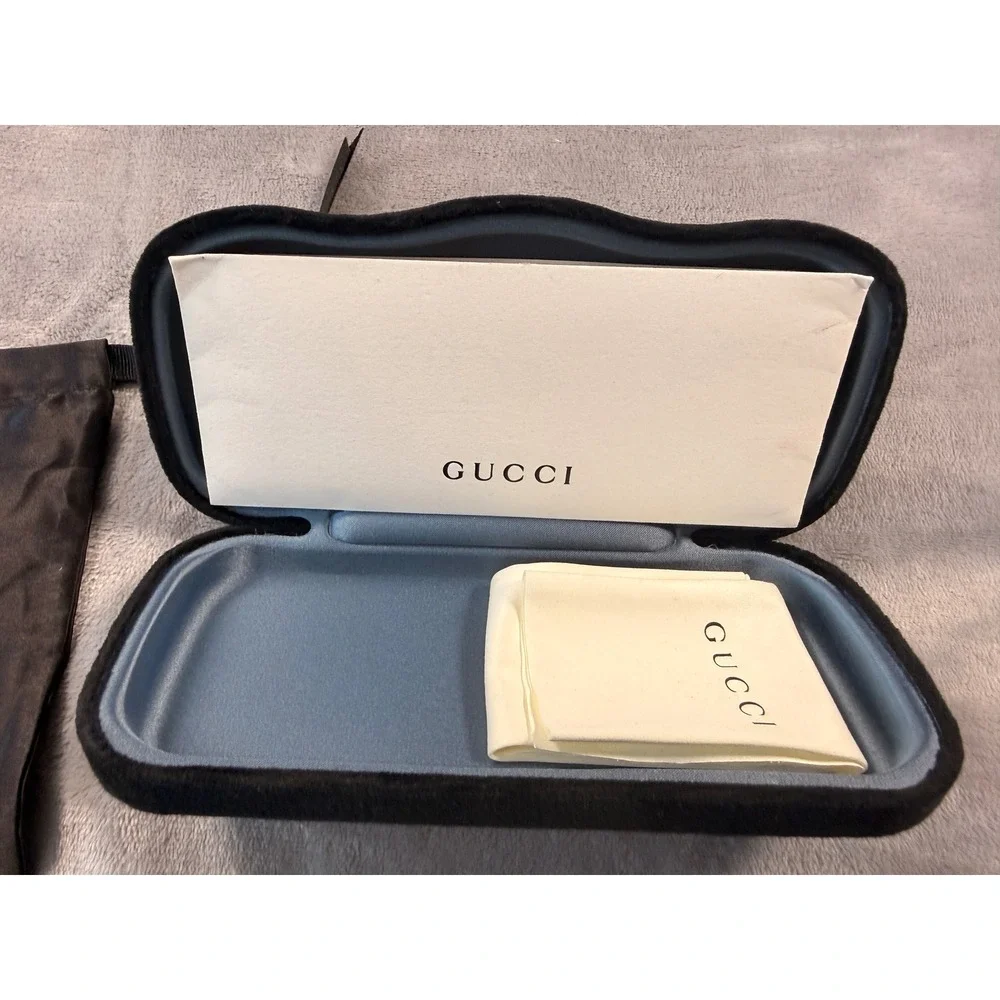 Gucci Tortoise Square‎ Sunglasses Matte Arms Web Stripe Logo Italy Unisex